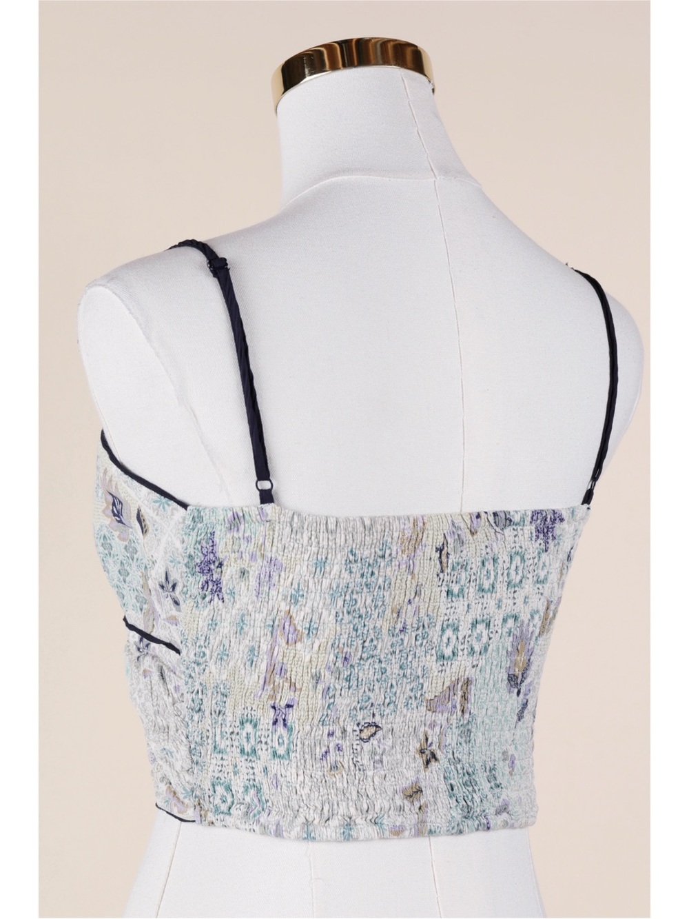 Sz S Promesa Pastel Boho Crinkle Gauze Wrap Cropped Spaghetti Strap Tank NWOT - Picture 3 of 4